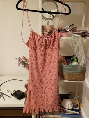MOTEL Pink Floral Tie-Strap Chemise